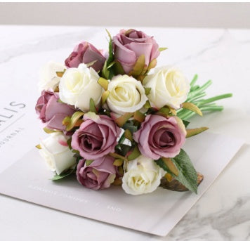 6 Colors 12PCS/set 25x16cm Artificial Rose Valentine's Day Flowers Wedding Bride Bouquet Silk Flowers DIY Home Decor Rose Flower