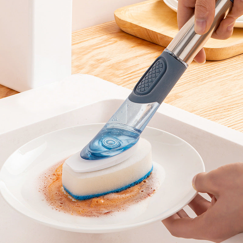 New Multifunctional Dish Brush Household Kitchen Oily Sponge Long Handle Cleaning Brush