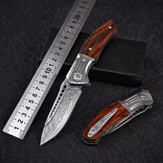 Portable Outdoor Damascus Steel Folding Knife