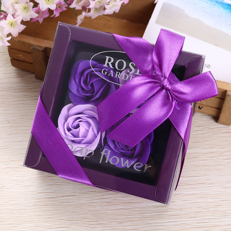 4 Rose Soap Flowers Gift Box For Valentine's Day