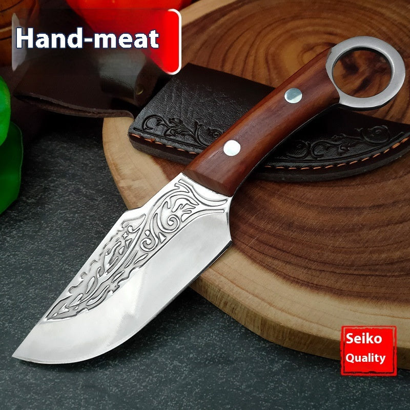 Hammer-shaped Forged Pork Knife Camping Portable Outdoor Straight Knife